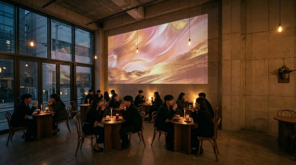 카페 빔프로젝터 미디어아트 분위기 연출
