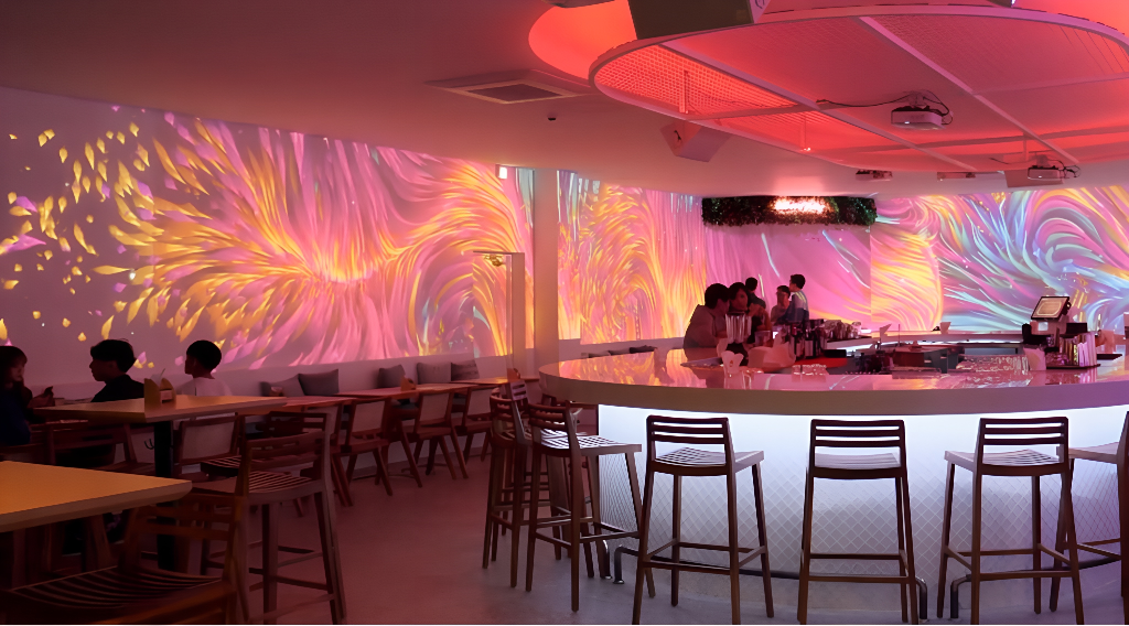 대면적 멀티 빔 - 추상 미디어아트 카페